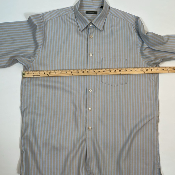 Ermenegildo Zenga Button Down Shirt Size XXL Light Blue Tan Stripe EUC - Picture 6 of 11